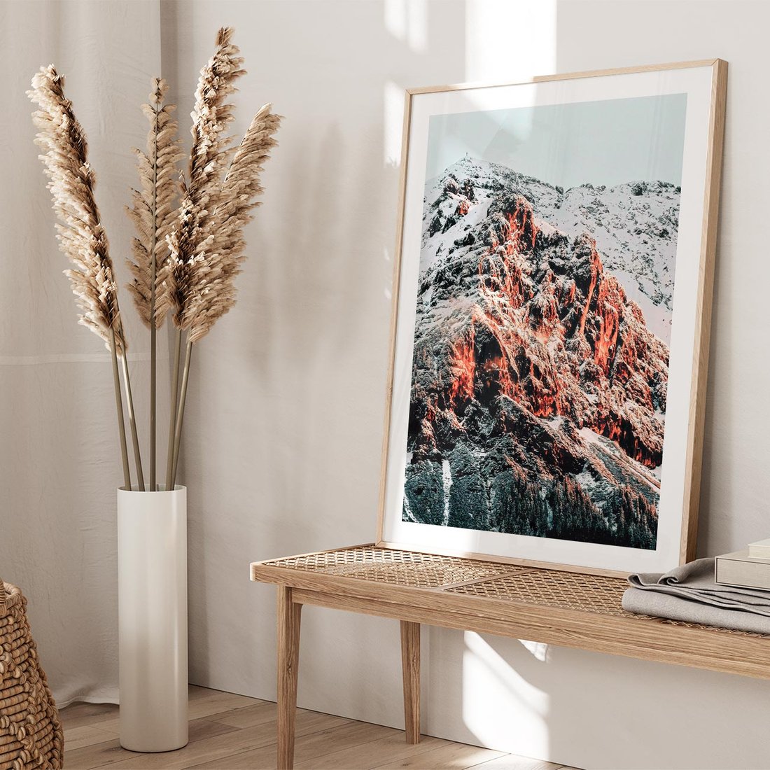 Plakat w ramie 30x40 - Zima na Szczycie - góry, zima - rama drewno