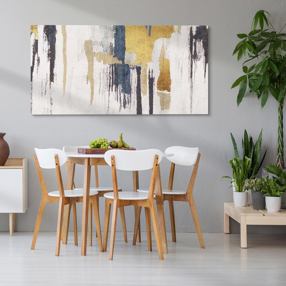 Obraz na płótnie 100x50 - Odyseja w świetle i cieniu - abstrakcja, porysowana ściana