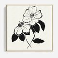 Obraz w ramie 80x80 - Poezja kwiecistej kreski - kwiaty, minimalistyczne - rama drewno