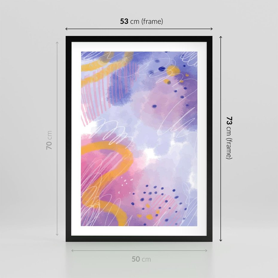 Plakat w ramie 50x70 - Migotliwe Wnętrza Kształtów - abstrakcyjny plakat, pastelowe kolory - rama czarna