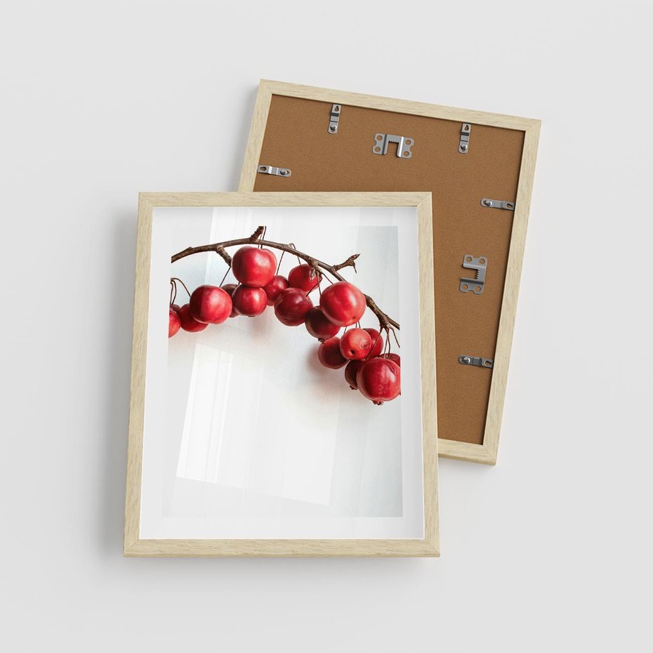 Plakat w ramie 40x50 - Jesienne Owoce - jarzębina, czerwone owoce - rama drewno