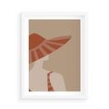 Plakat w ramie 50x70 - Kobiecy Portret - plakat retro, kobieta w kapeluszu - rama biała