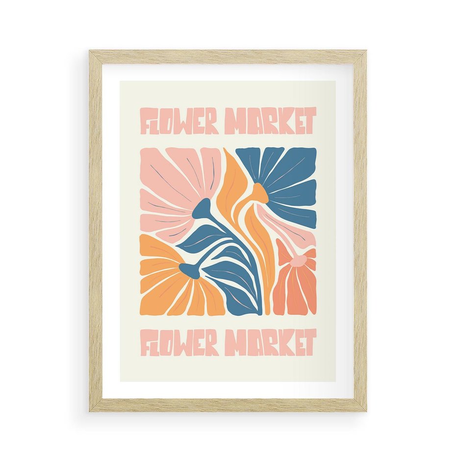 Plakat w ramie 50x70 - Spójny Dysonans - pastelowe kolory, typografia - rama drewno