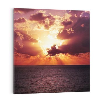 Obraz na płótnie 40x40 - Słońce i chmury nad morzem - słońce, chmury