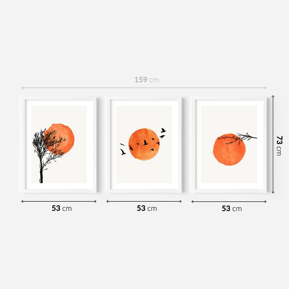 Zestaw obrazy w ramie 50x70 galeria - Boho, plakaty, minimalistyczne - rama biała