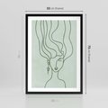 Plakat w ramie 50x70 - Spokojne Objęcia Natury - abstrakcja, zielony szkic - rama czarna