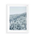 Plakat w ramie 50x70 - Cicha Zima - las, zima - rama biała