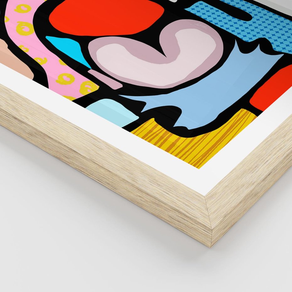 Plakat w ramie 30x40 - Czarny Komiks - abstrakcyjne formy, komiksowy styl - rama drewno