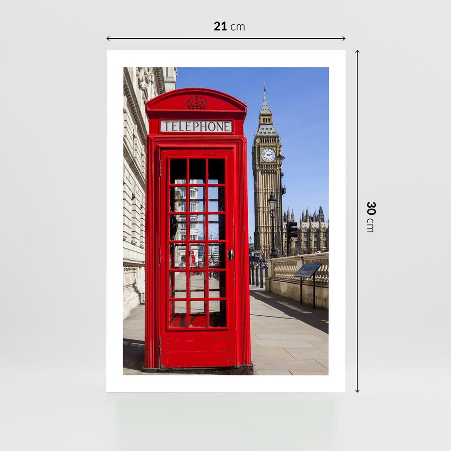 Plakat bez ramy 21x30 - Ikoniczna budka telefoniczna w Londynie - budka, telefoniczna