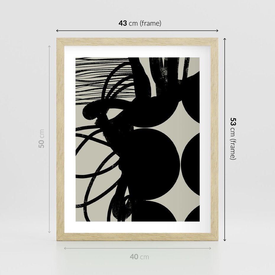 Plakat w ramie 40x50 - Modernistyczne Refleksje - abstrakcja, mroczny klimat - rama drewno