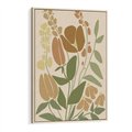 Obraz w ramie 70x100 - Beżowo i Roślinnie - nowoczesny plakat, roślinność - rama drewno