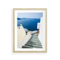 Plakat w ramie 30x40 - Malowniczy urok wyspy - Santorini, schodki - rama drewno