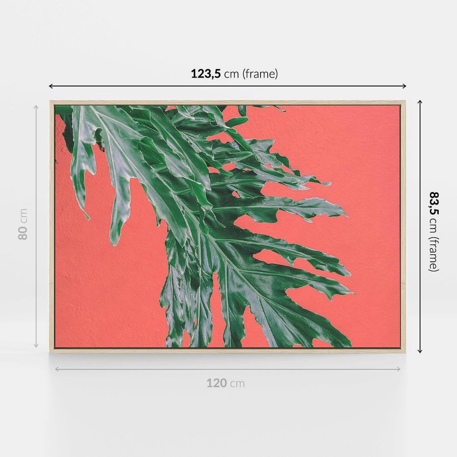 Obraz w ramie 120x80 - Energetyczna Eksplozja Natury - liście, kolor - rama drewno