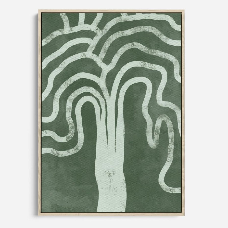 Obraz w ramie 80x120 - Inspirujące Zawiłości Zieleni - abstrakcyjny kształt, zielony plakat - rama drewno