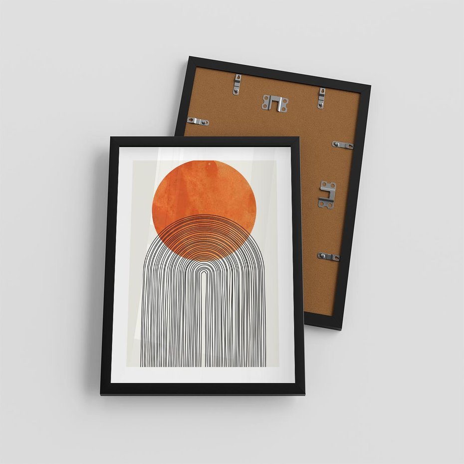 Plakat w ramie 30x40 - Abstrakcyjne Pulsacje - koło, boho styl - rama czarna