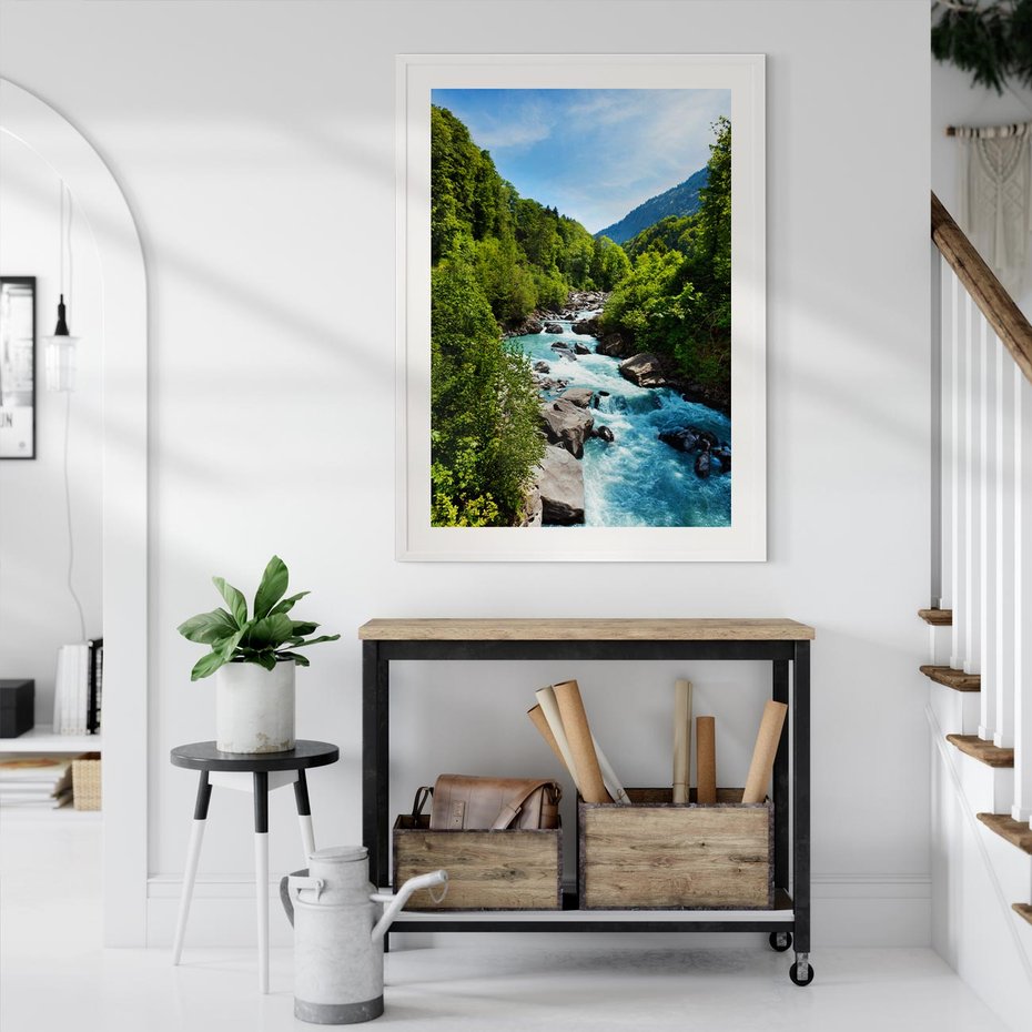 Plakat bez ramy 21x30 - Górski strumyk - strumyk, góry