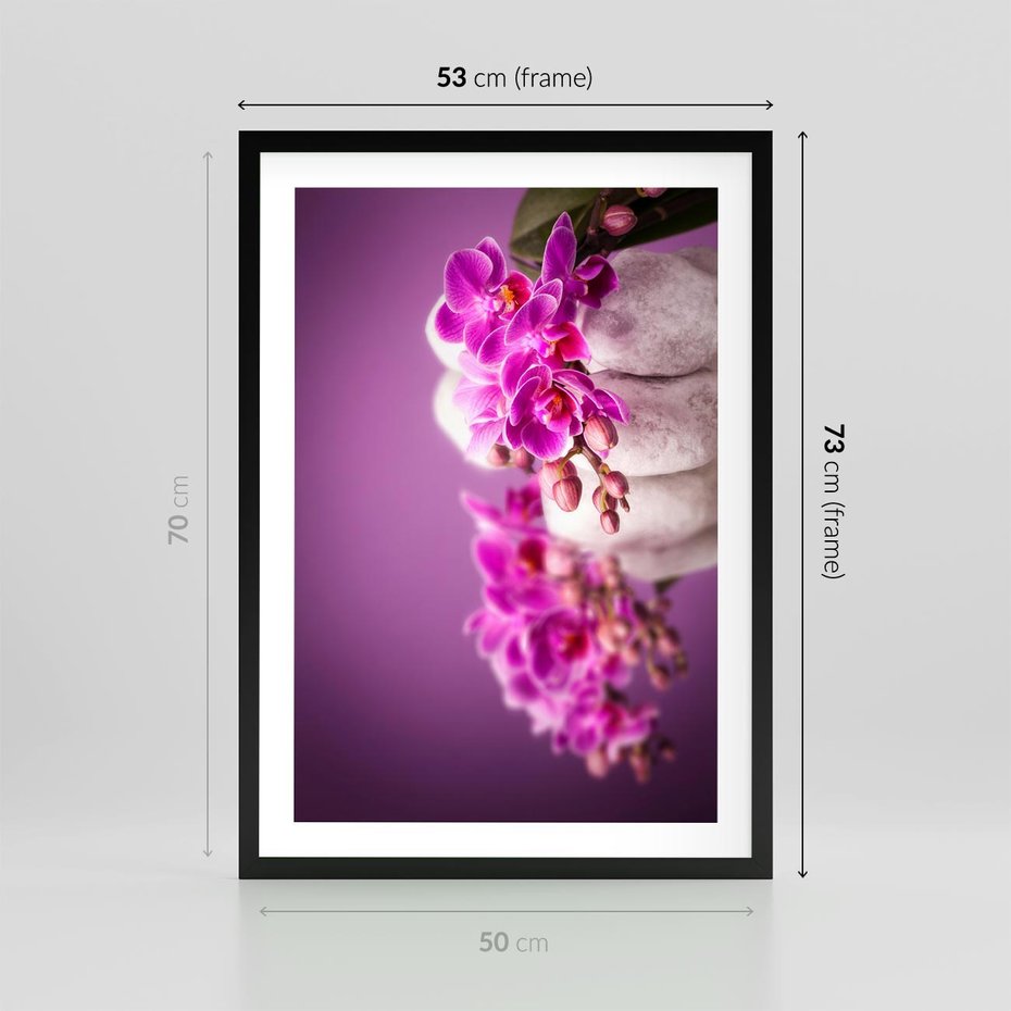 Plakat w ramie 50x70 - Relaksująca orchidea w spa - spa, orchidea - rama czarna