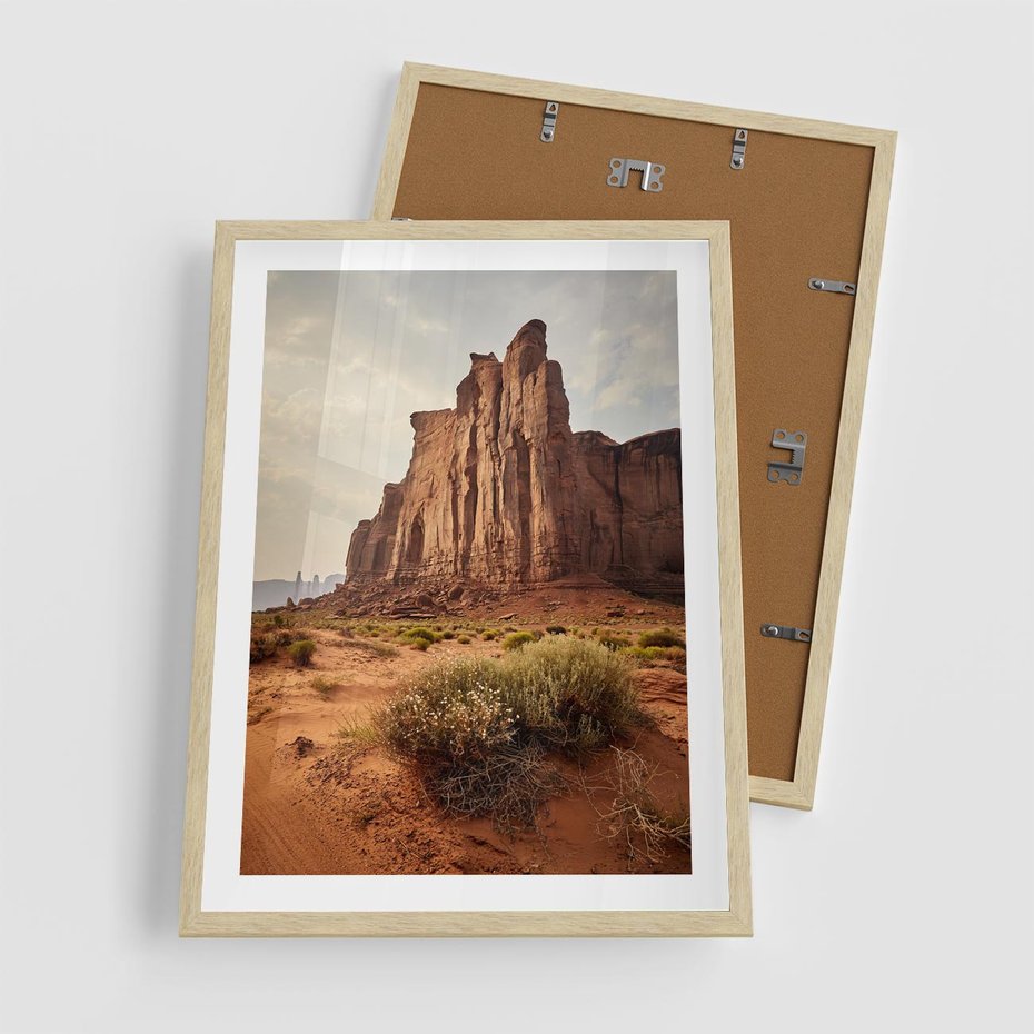 Plakat w ramie 50x70 - Pejzaż pustynnego kanionu - pustynia, kanion - rama drewno