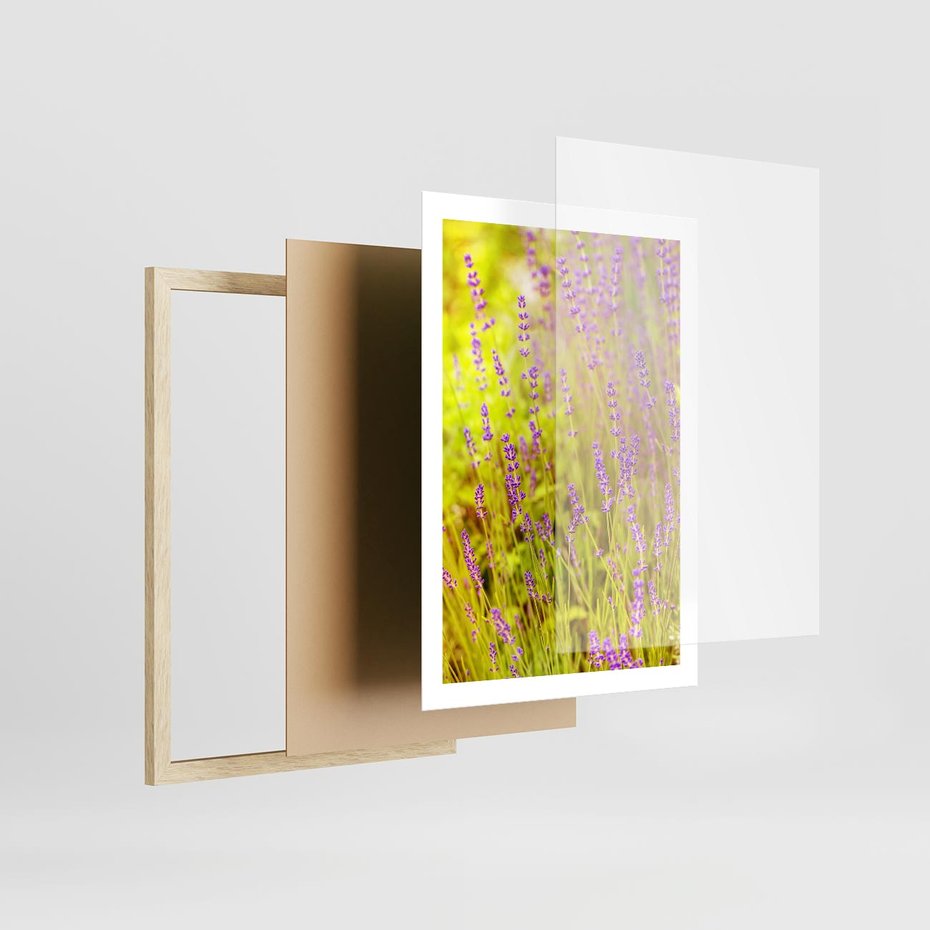 Plakat w ramie 50x70 - Delikatność natury - lawenda, kwiaty - rama drewno