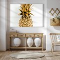 Obraz w ramie 70x50 - Ekskluzywny Akcent - złoty, ananas - rama biała