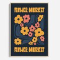 Obraz w ramie 50x70 - Impulsy Rozkwitu - plakat, granatowe tło - rama drewno