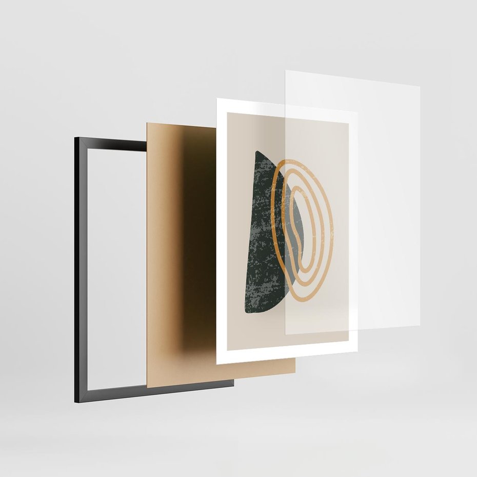 Plakat w ramie 50x70 - Nowoczesne Dialogi Materii - nowoczesny plakat, abstrakcyjne kształty - rama czarna
