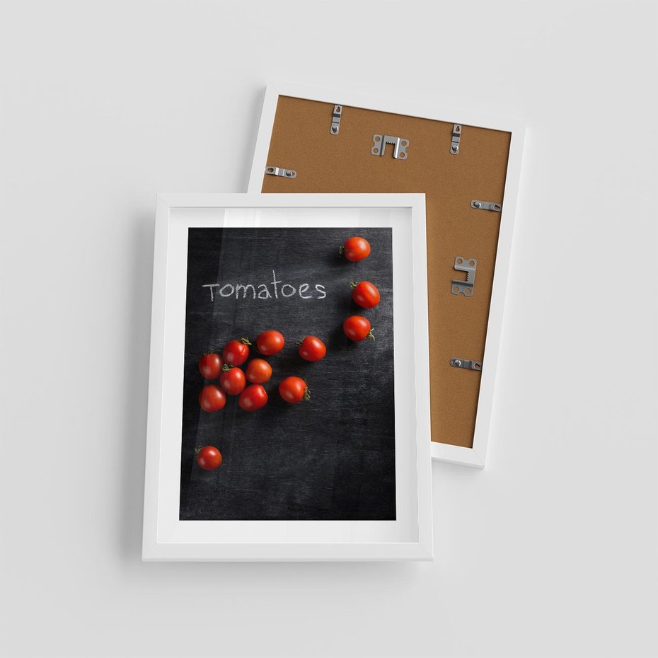 Plakat w ramie 30x40 - Świeżość Smaku - pomidory, kuchnia - rama biała