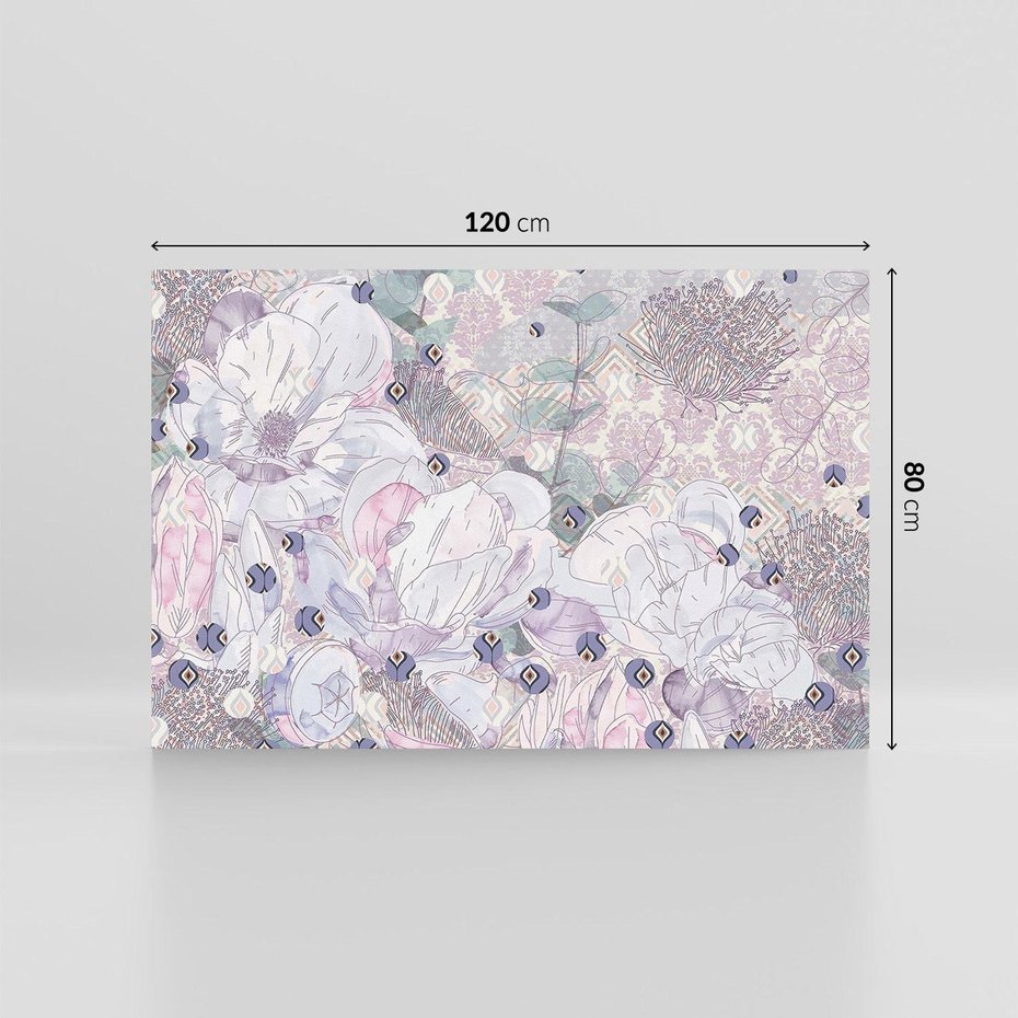 Obraz na płótnie 120x80 - Malowane oddechy istnienia - pomieszane tekstury, kwiatowe elementy