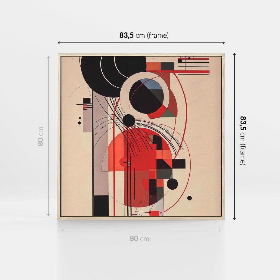 Obraz w ramie 80x80 - Rozbijające Granice Dźwięku - modernistyczny obraz, styl bauhaus - rama drewno