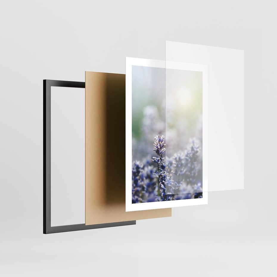 Plakat w ramie 50x70 - Delikatna Uroda Natury - wrzosy, fiolet - rama czarna