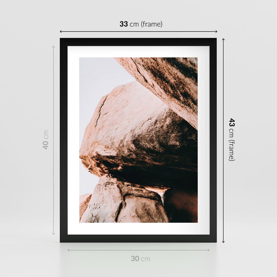 Plakat w ramie 30x40 - Tekstura Brązu - skały, głazy - rama czarna