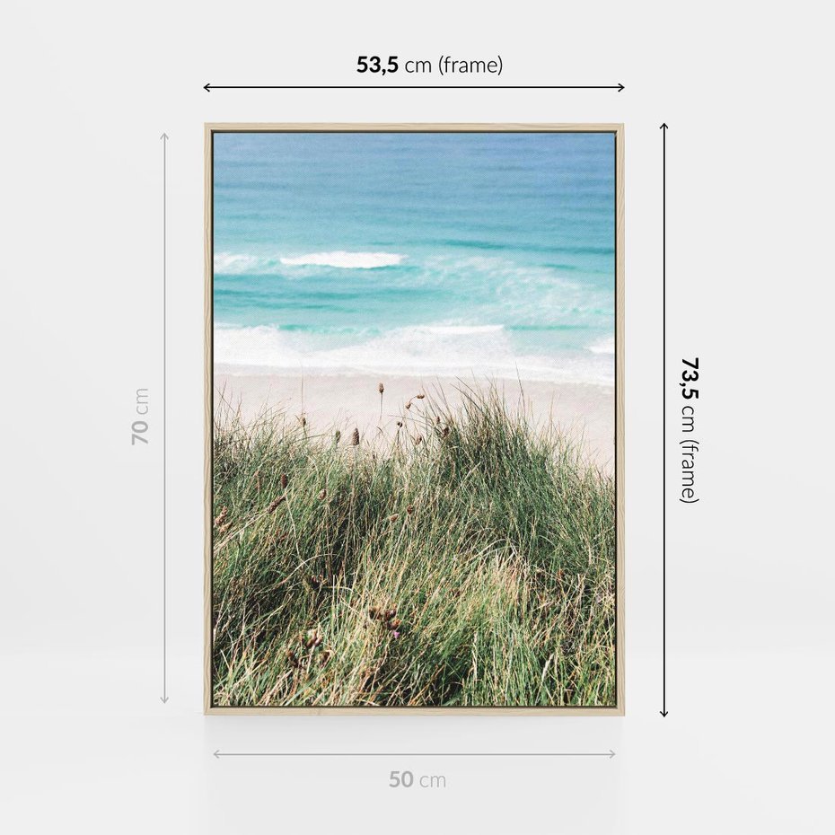 Obraz w ramie 50x70 - Harmonia Natury - widok z wydm, wydmy porośnięte trawami - rama drewno