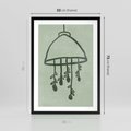 Plakat w ramie 50x70 - Zieleń Inspirującego Spokoju - plakat z abstrakcyjną zieloną lampą, skandynawski design - rama czarna