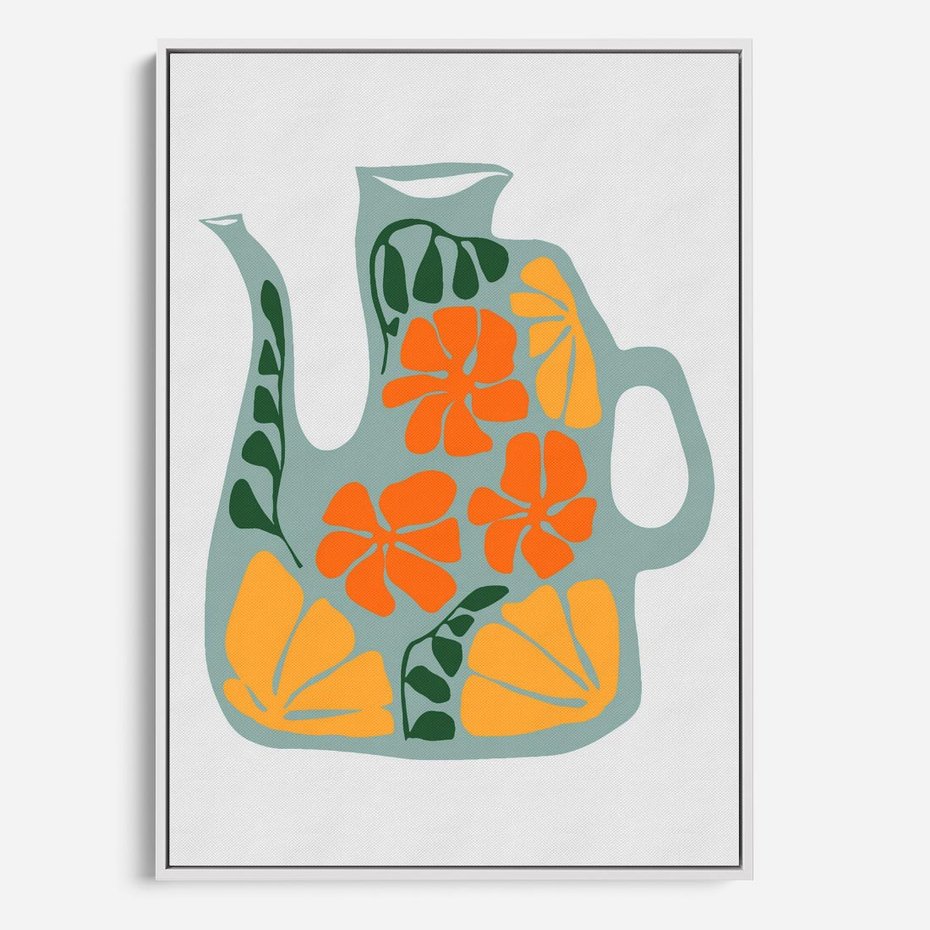 Obraz w ramie 70x100 - Kolorystyczna Ekspresja - czajnik, abstrakcja - rama biała