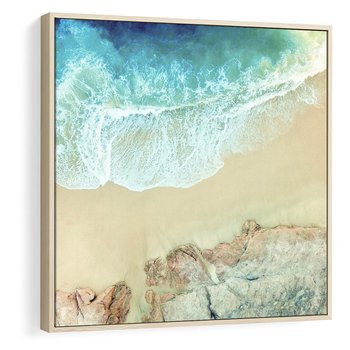 Obraz w ramie 50x50 - Turkusowe Skrzydła - morze, plaża - rama drewno