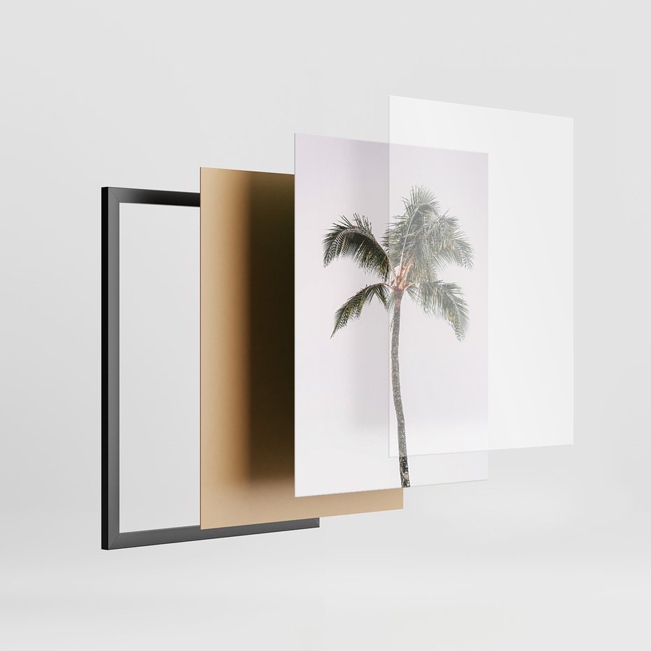 Zestaw obrazy w ramie 50x70 galeria - Cytat, motywacja, plaża, palma - rama czarna