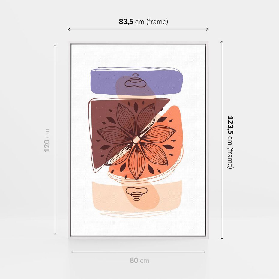 Obraz w ramie 80x120 - Kwiatowa Oaza - abstrakcyjna sztuka, plamy - rama biała