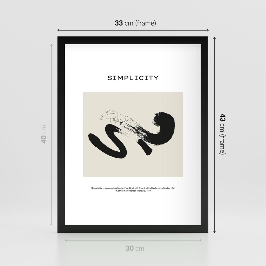 Plakat w ramie 30x40 - Prostota w kształcie - abstrakcja, maźnięcie farbą - rama czarna