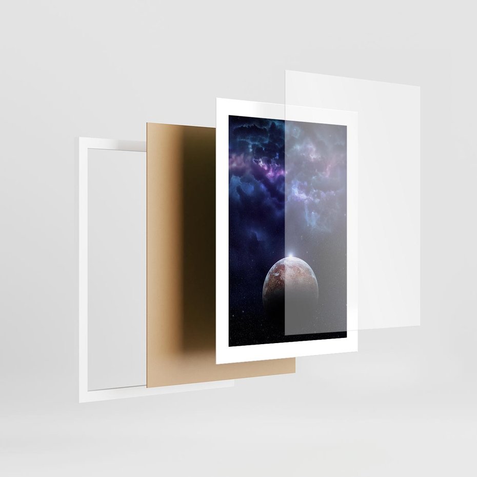 Plakat w ramie 30x40 - Kosmos - Ziemia i Księżyc - kosmos, ziemia - rama biała