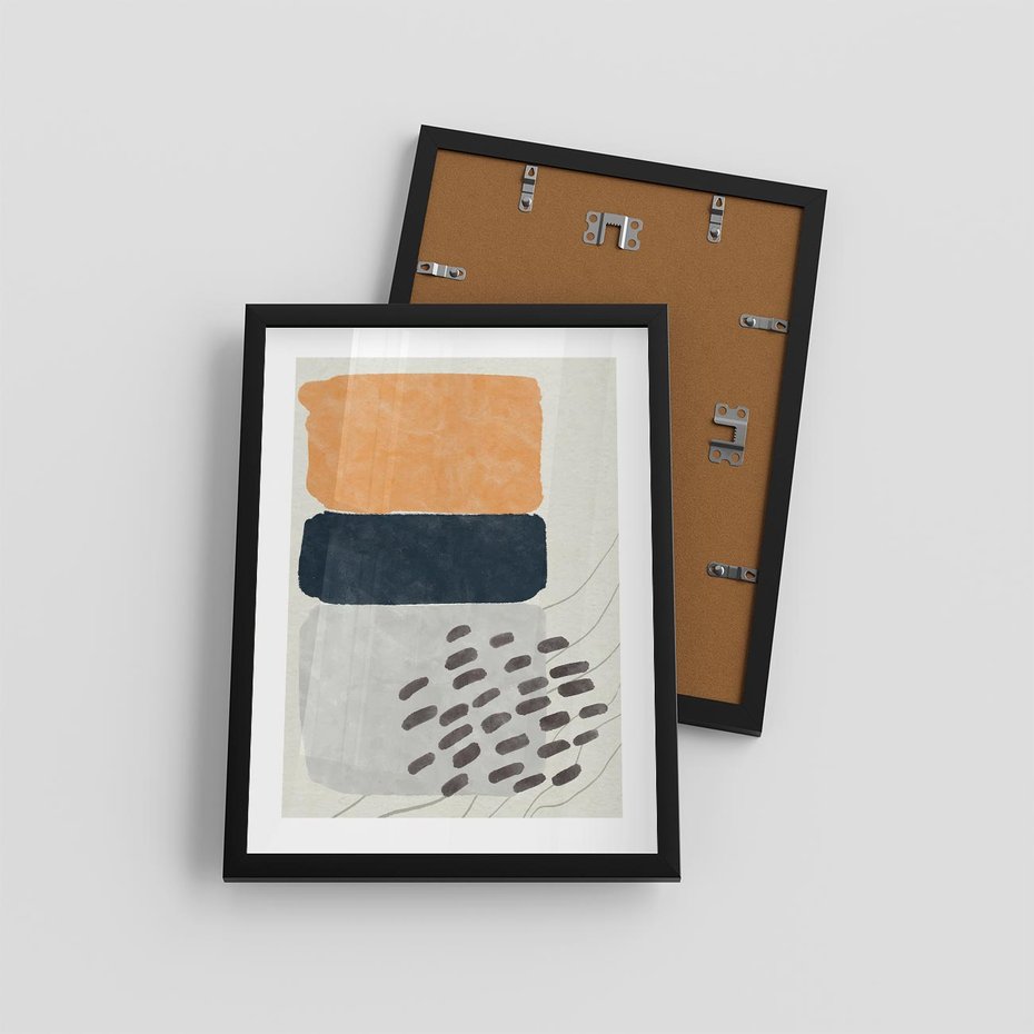 Plakat w ramie 30x40 - Impulsy Podróżnych Marzeń - geometryczne elementy, stonowane kolory - rama czarna