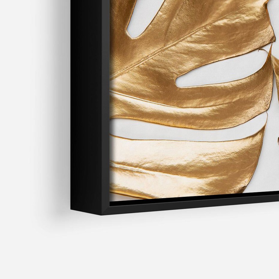 Obraz w ramie 100x70 - Siła Natury - złote, liście - rama czarna