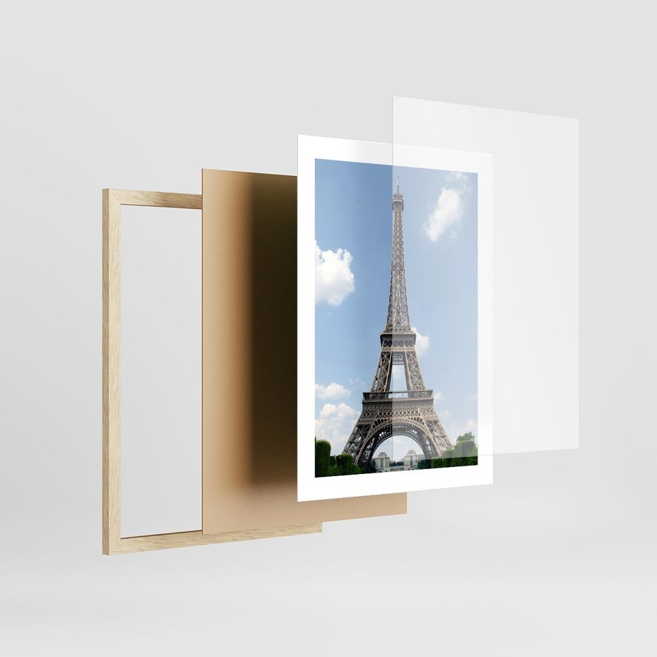 Plakat w ramie 30x40 - Paryż z wieżą Eiffla - Eiffla, Paryż - rama drewno