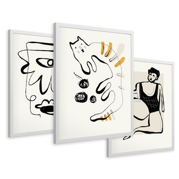 Zestaw obrazy w ramie 50x70 galeria - Abstrakcja, jak, Picasso, nowoczesny - rama biała