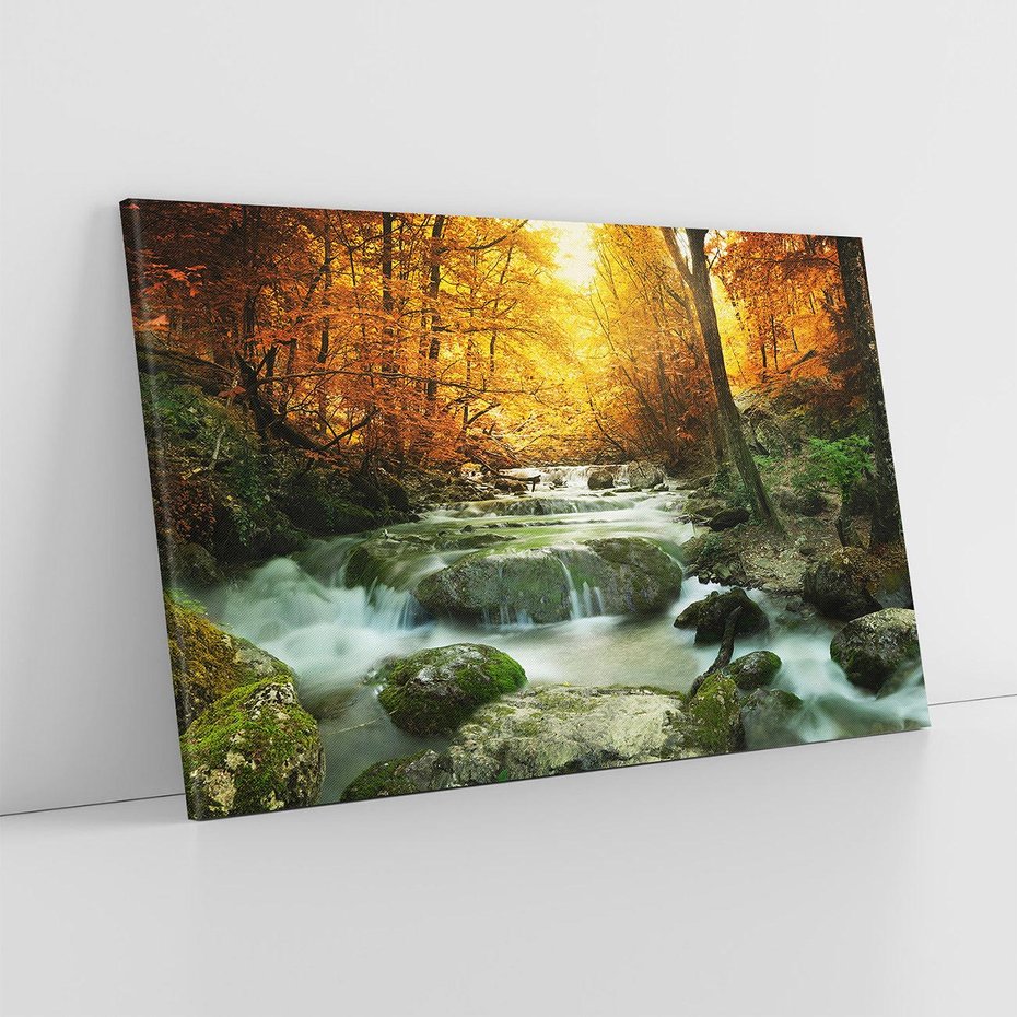 Obraz na płótnie 100x70 - Siła Natury: Strumień w Lesie - strumień, las