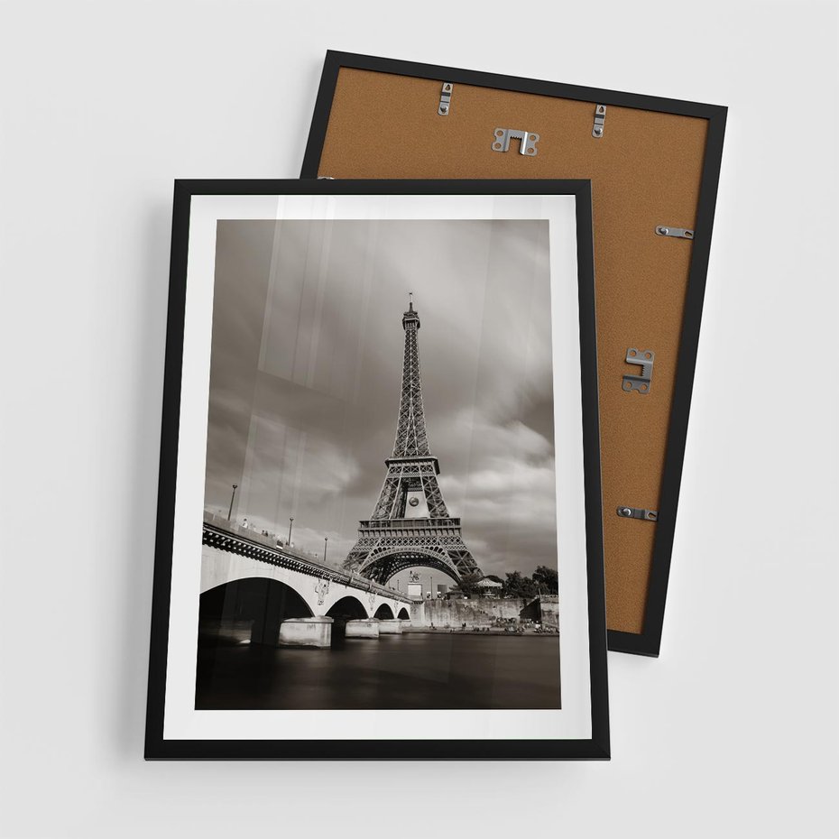 Plakat w ramie 50x70 - Mgiełka Eiffla - Paryż, Eiffla - rama czarna