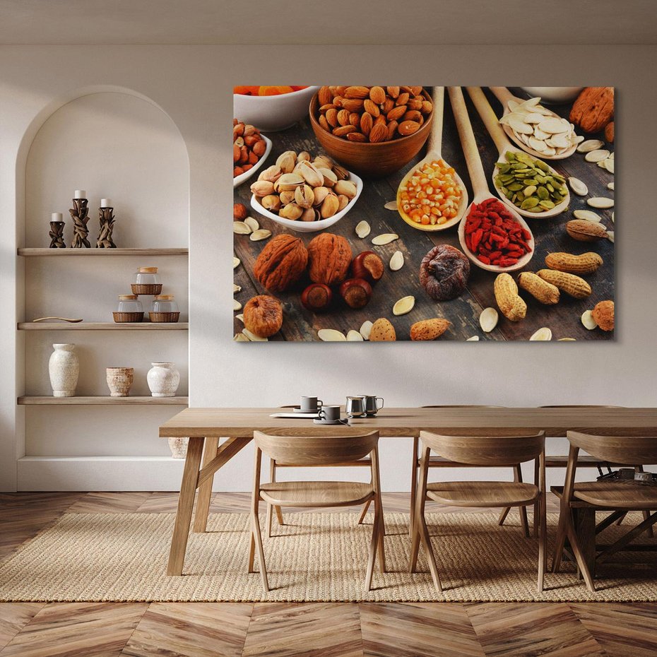 Obraz na płótnie 70x50 - Szlachetne smaki kuchni - nasiona, bakalie