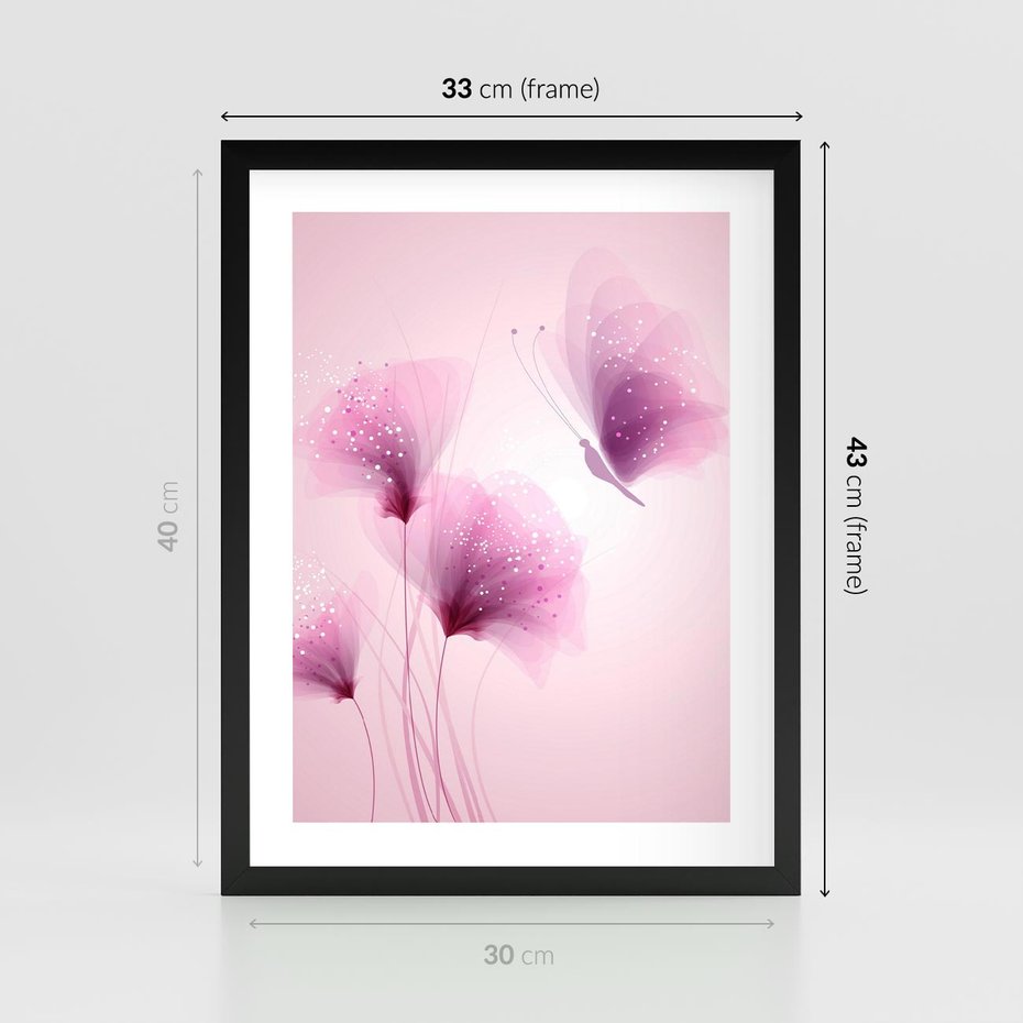 Plakat w ramie 30x40 - Akwarelowe Kwiaty w Pastelach - kwiaty, akwarelowe - rama czarna