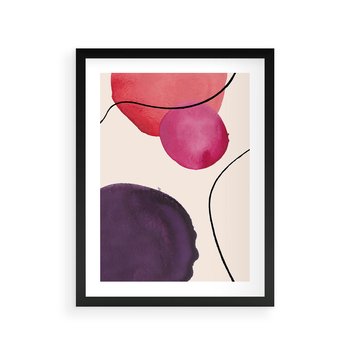 Plakat w ramie 50x70 - Kolorowe Impresje - abstrakcyjne akwarelowe plamy, nieregularne linie - rama czarna