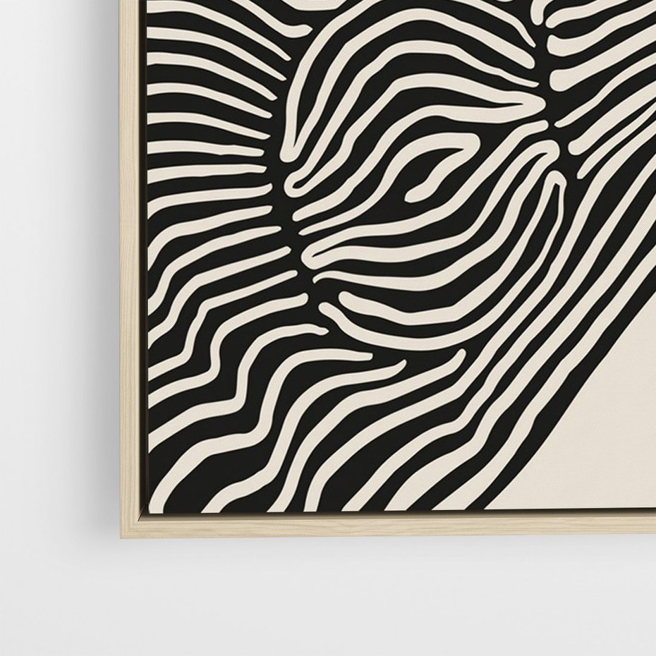 Obraz w ramie 80x120 - Harmonijne Kształty - abstrakcyjne ryciny, czarno biały - rama drewno