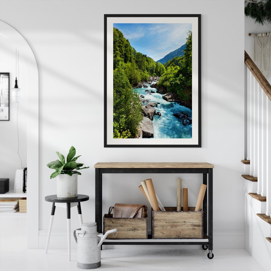 Plakat bez ramy 21x30 - Górski strumyk - strumyk, góry